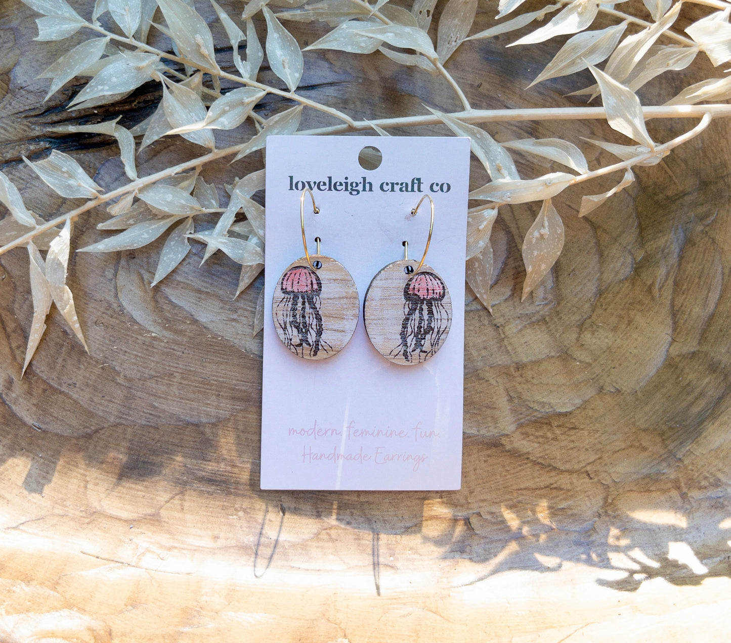 Beachy Wooden Drop Earrings