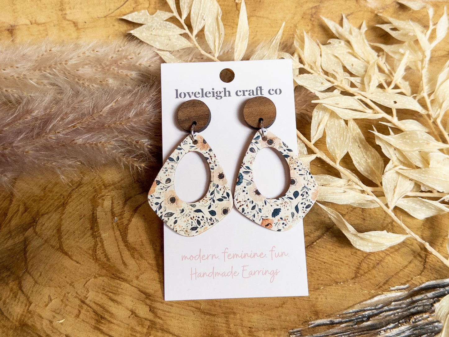 Geometric Teardrop Cork Earrings