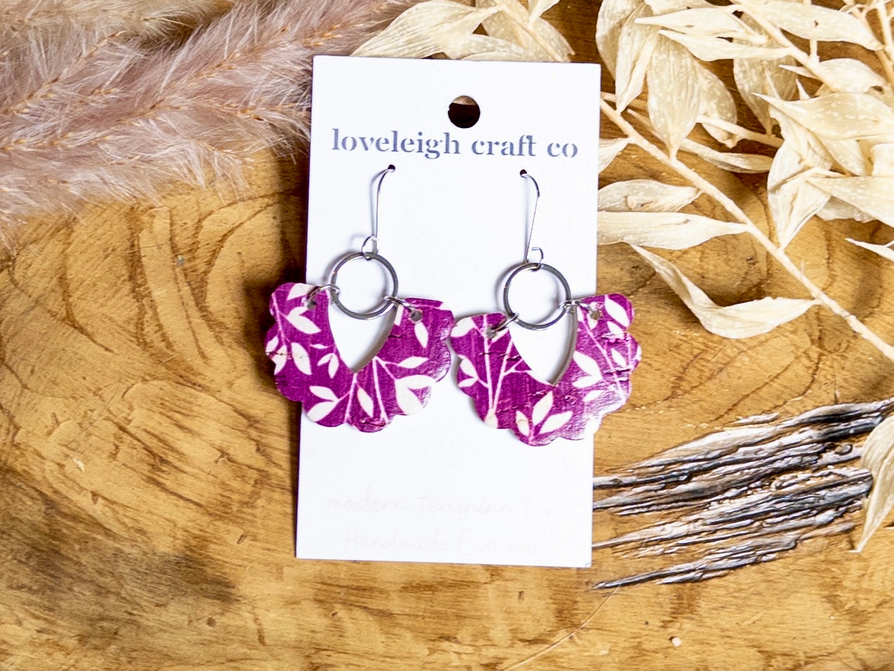 Scalloped V Cork Earrings