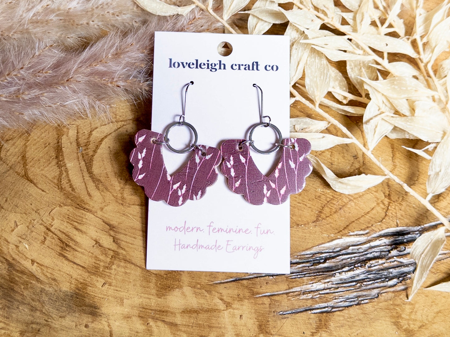 Scalloped V Cork Earrings