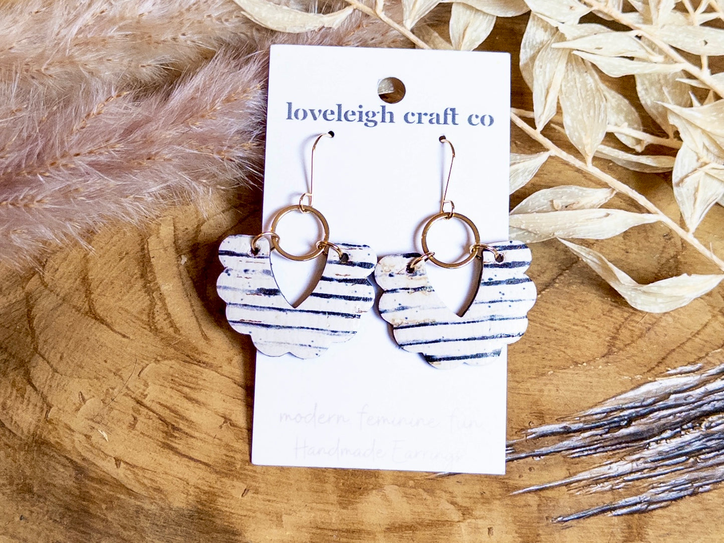 Scalloped V Cork Earrings