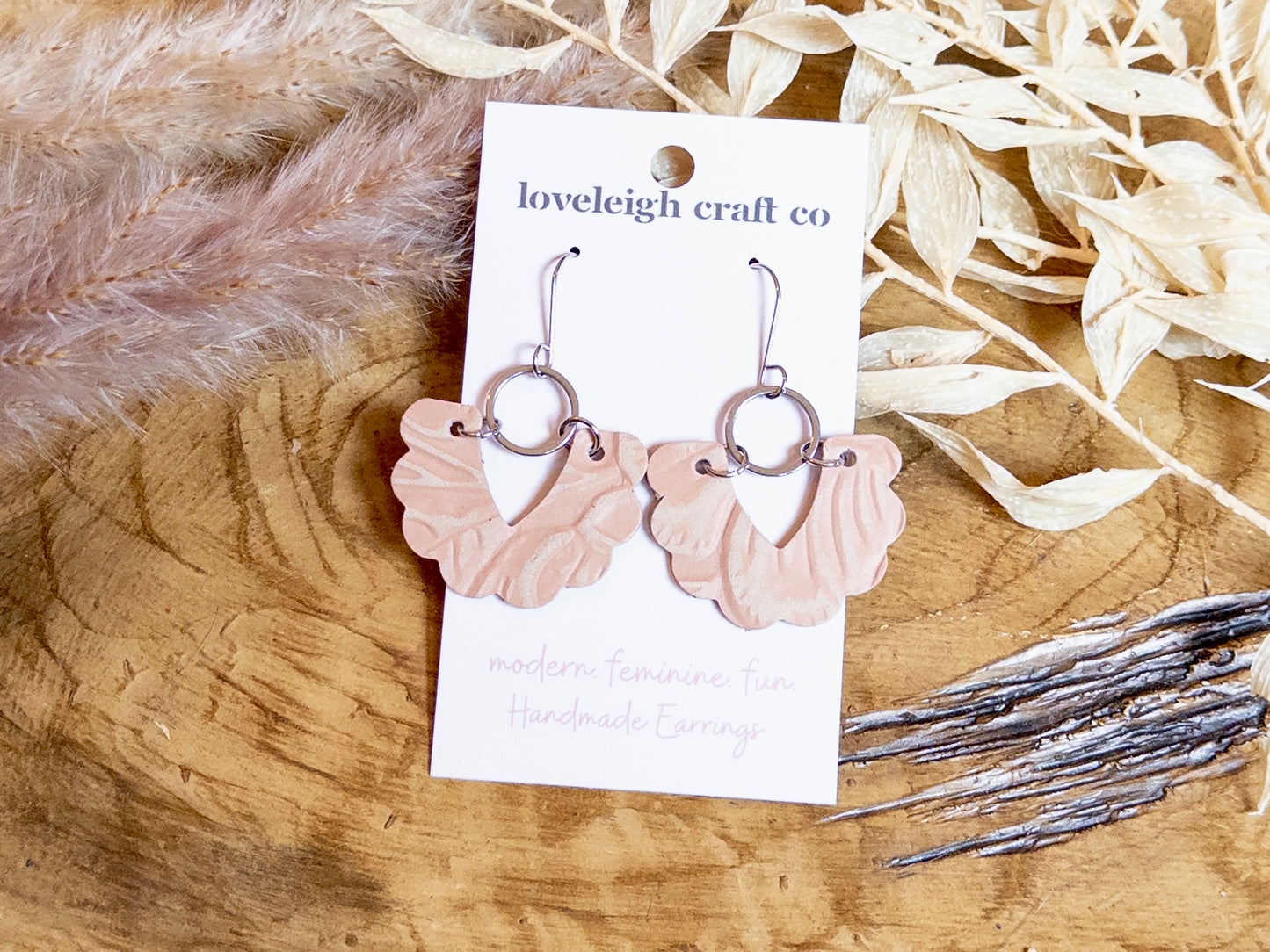 Scalloped V Cork Earrings