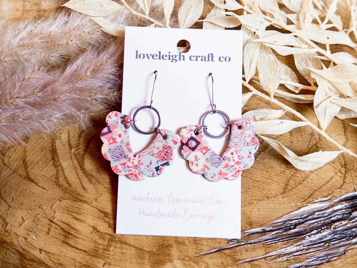 Scalloped V Cork Earrings