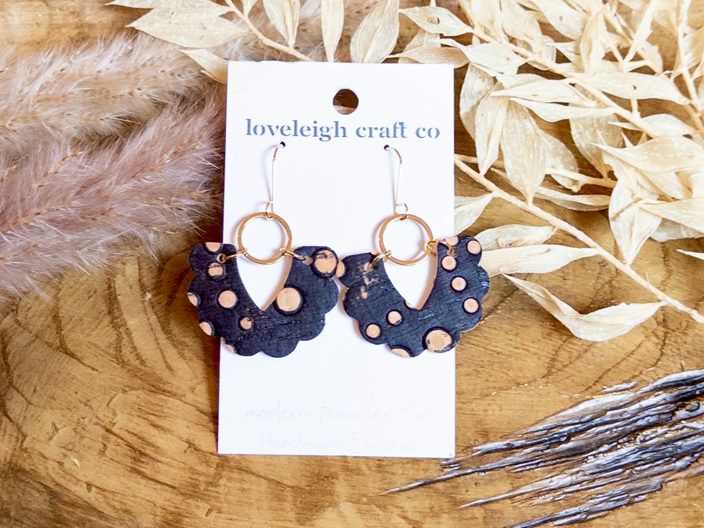 Scalloped V Cork Earrings