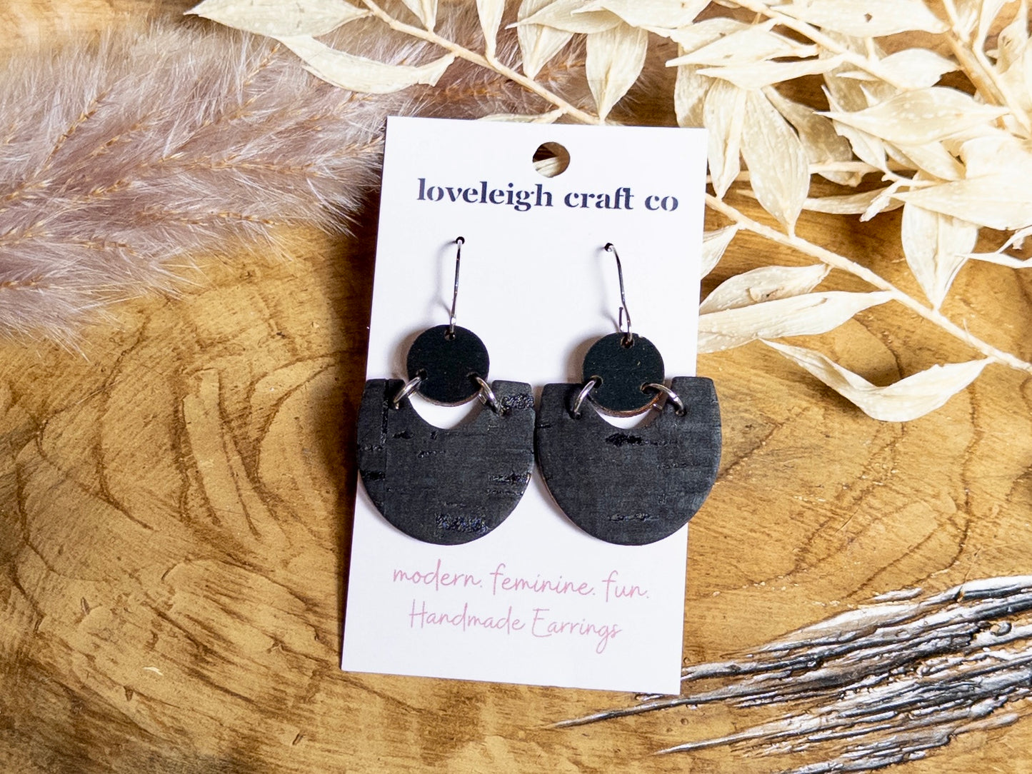 Geometric Scoop Cork Earrings