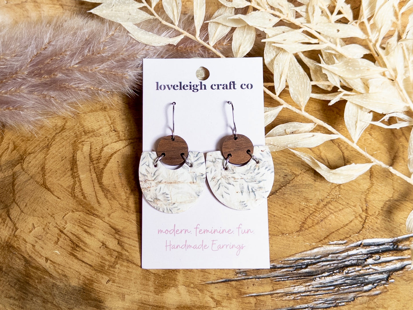 Geometric Scoop Cork Earrings