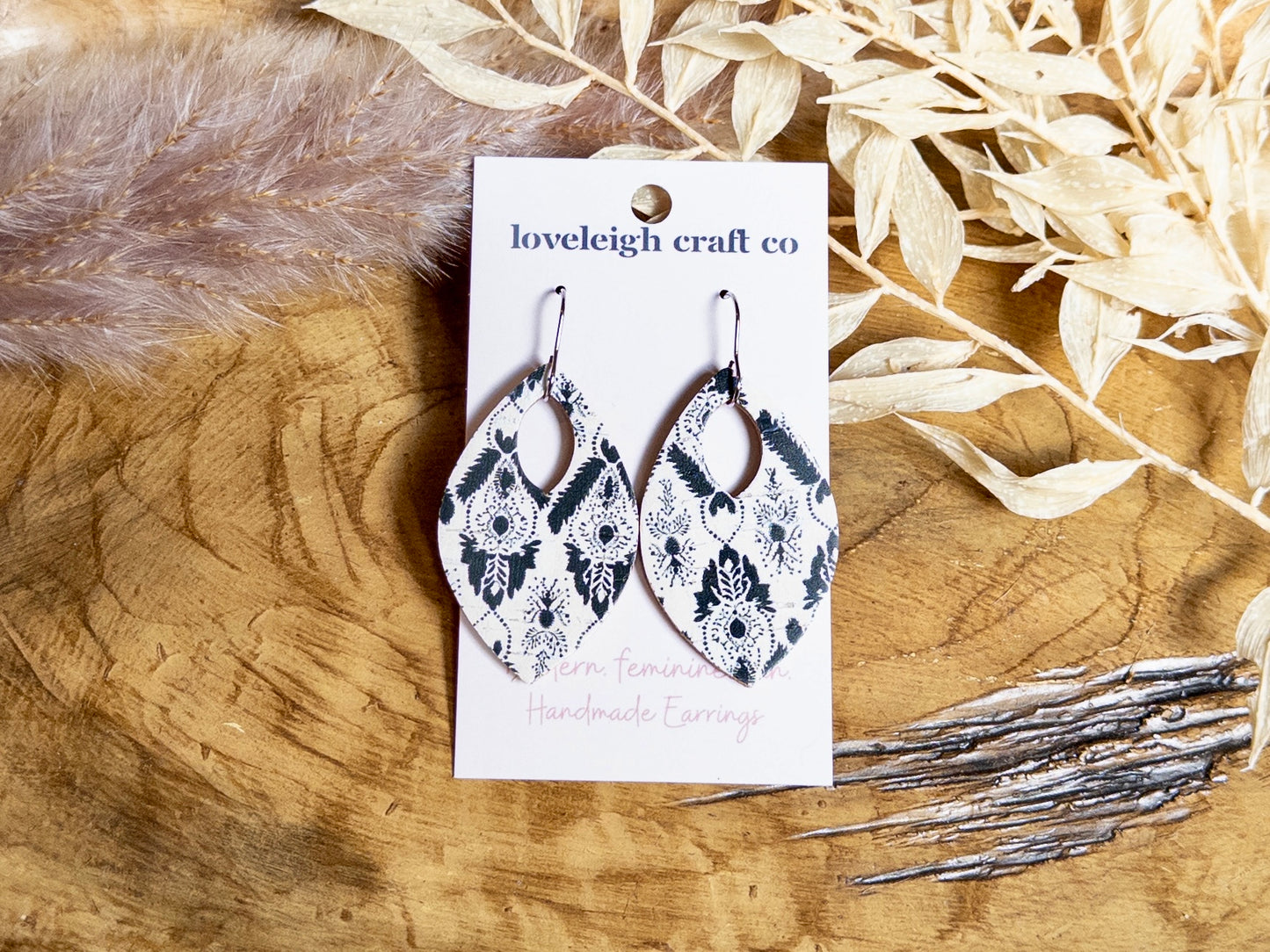 Perfect Petal Leather and Cork Earrings