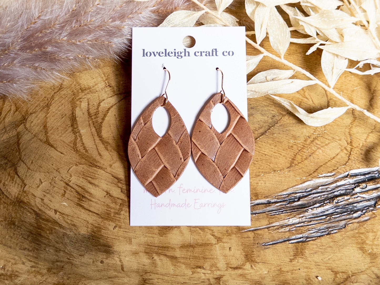 Perfect Petal Leather and Cork Earrings