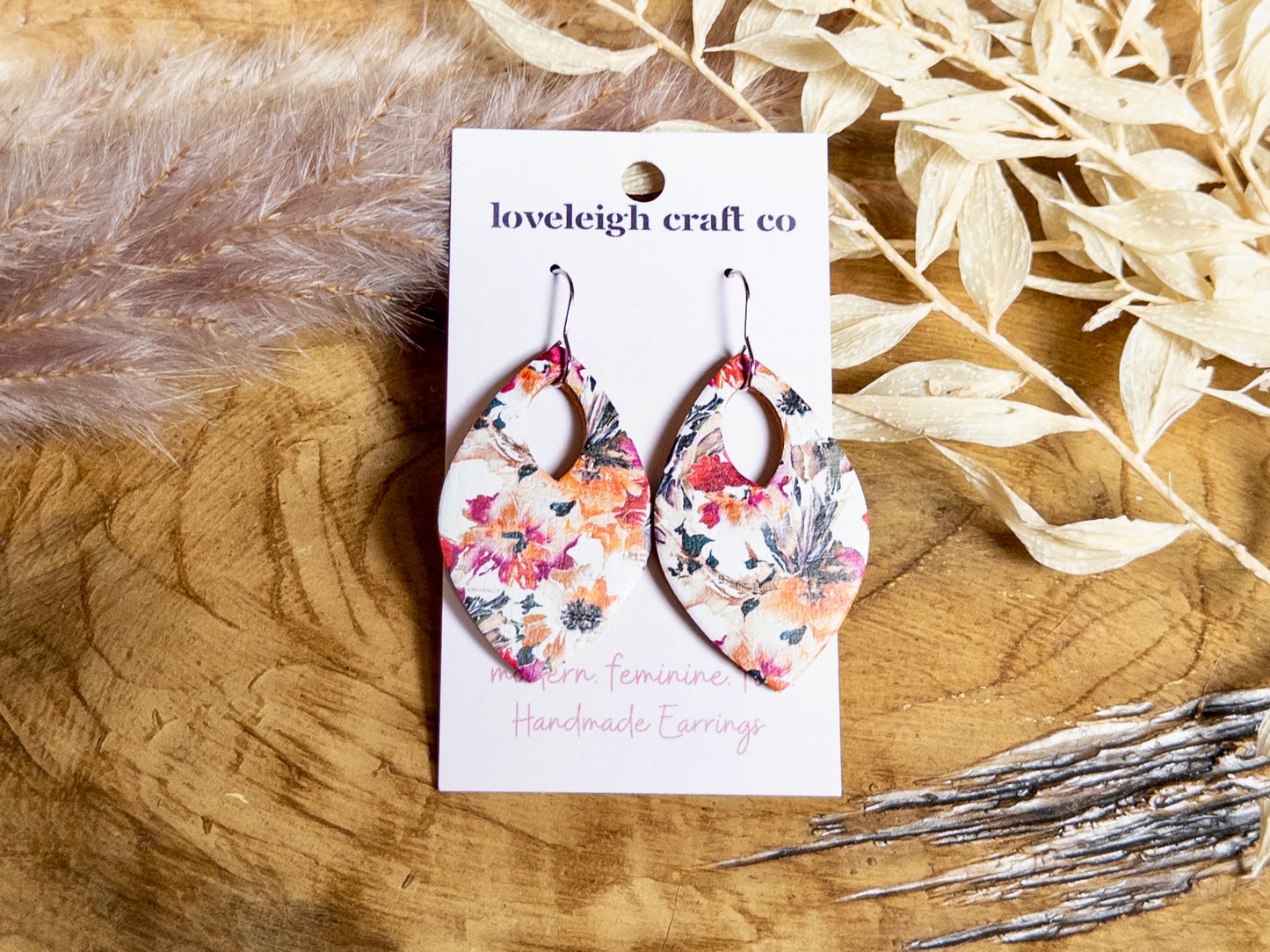 Perfect Petal Leather and Cork Earrings