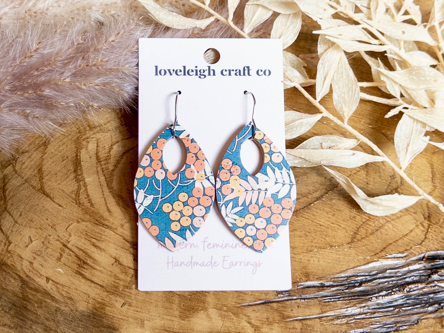 Perfect Petal Leather and Cork Earrings