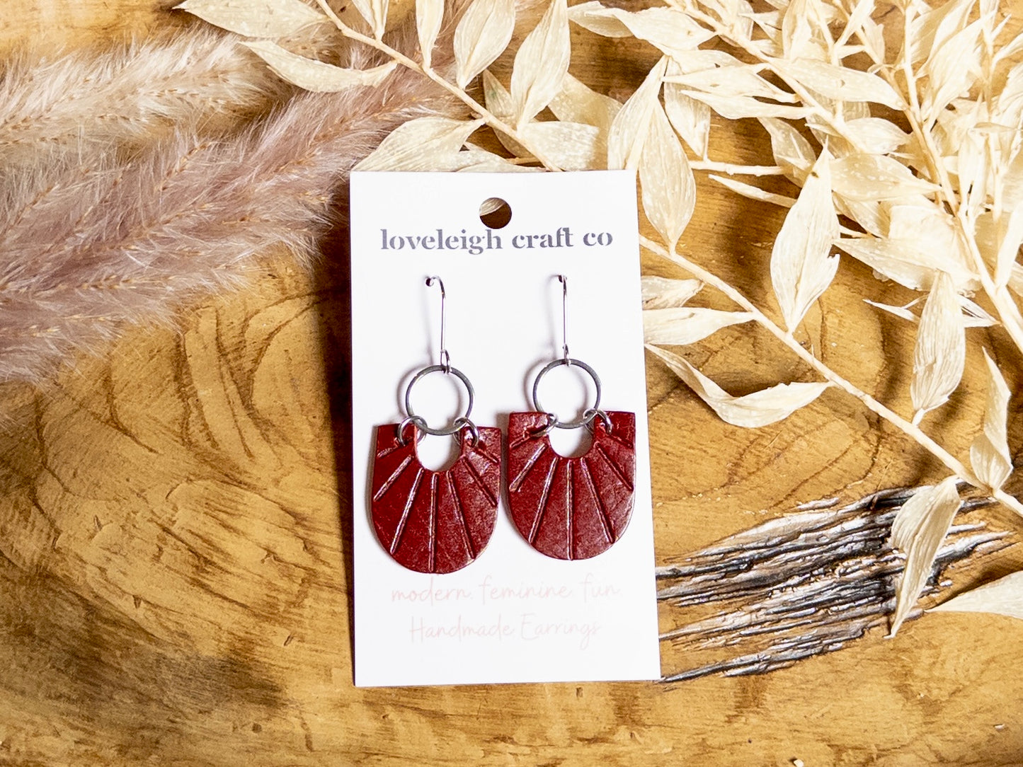 Boho Inverse Arch Leather Earrings