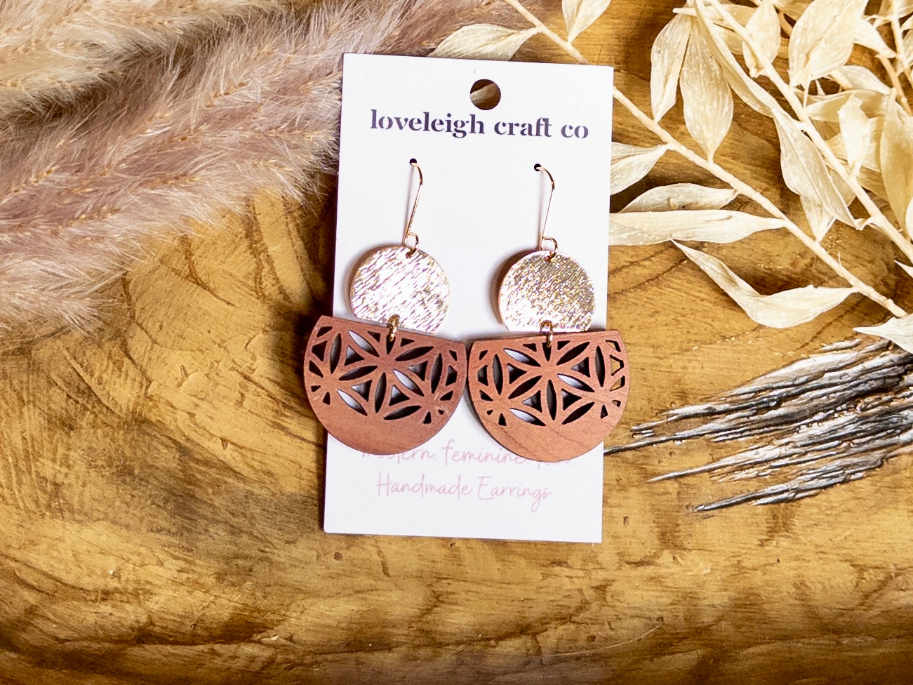 Semi Circle Cedar Earrings