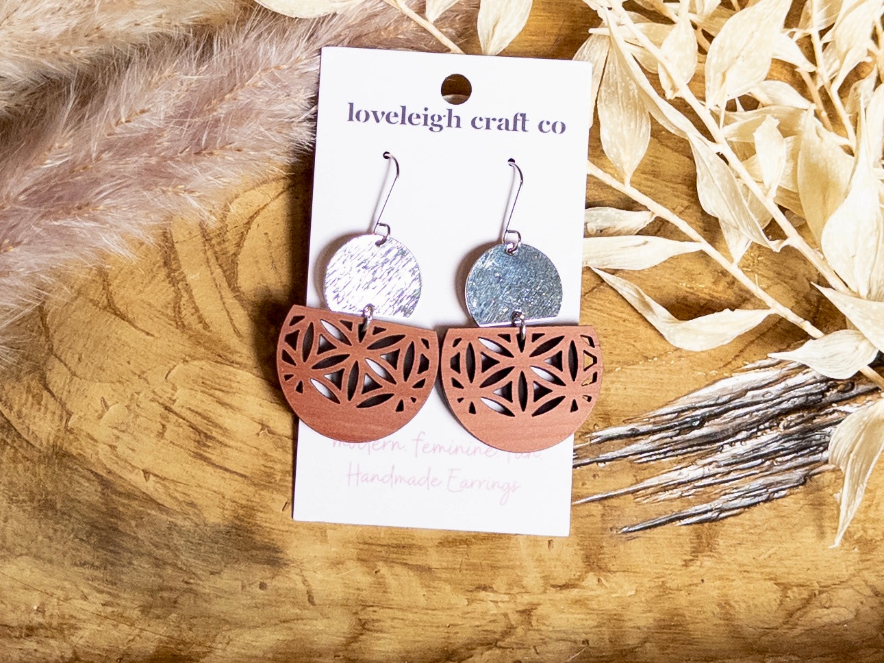 Semi Circle Cedar Earrings