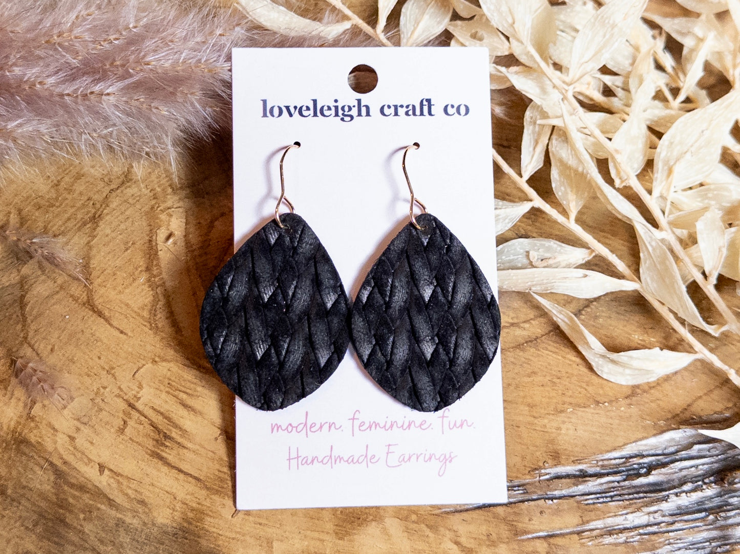 Embossed Braid Leather Teardrops