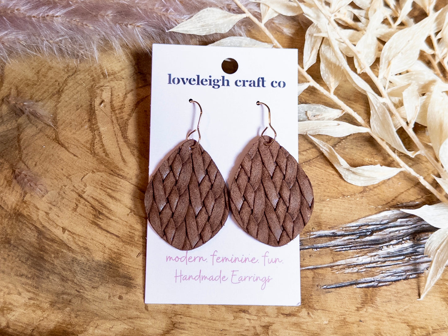 Embossed Braid Leather Teardrops